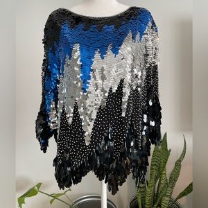 Vintage 80s/90s Oleg Cassini Ombre Sequin Top